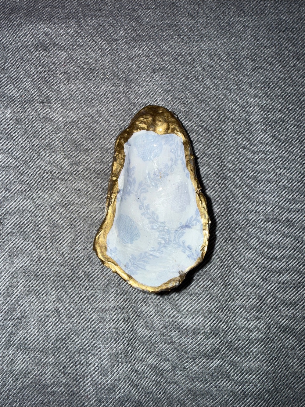 Gold-Edged Blue Decorative Oyster Shell Magnet - Home Accents